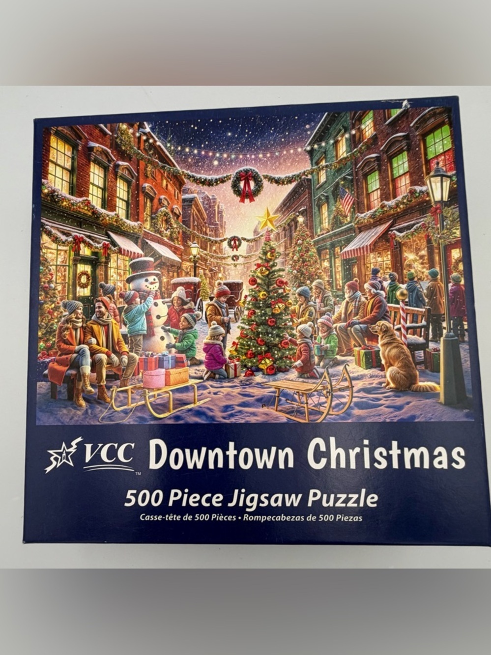 Downtown Christmas Holiday Street Scene Jigsaw Puzzle - 500 pieces